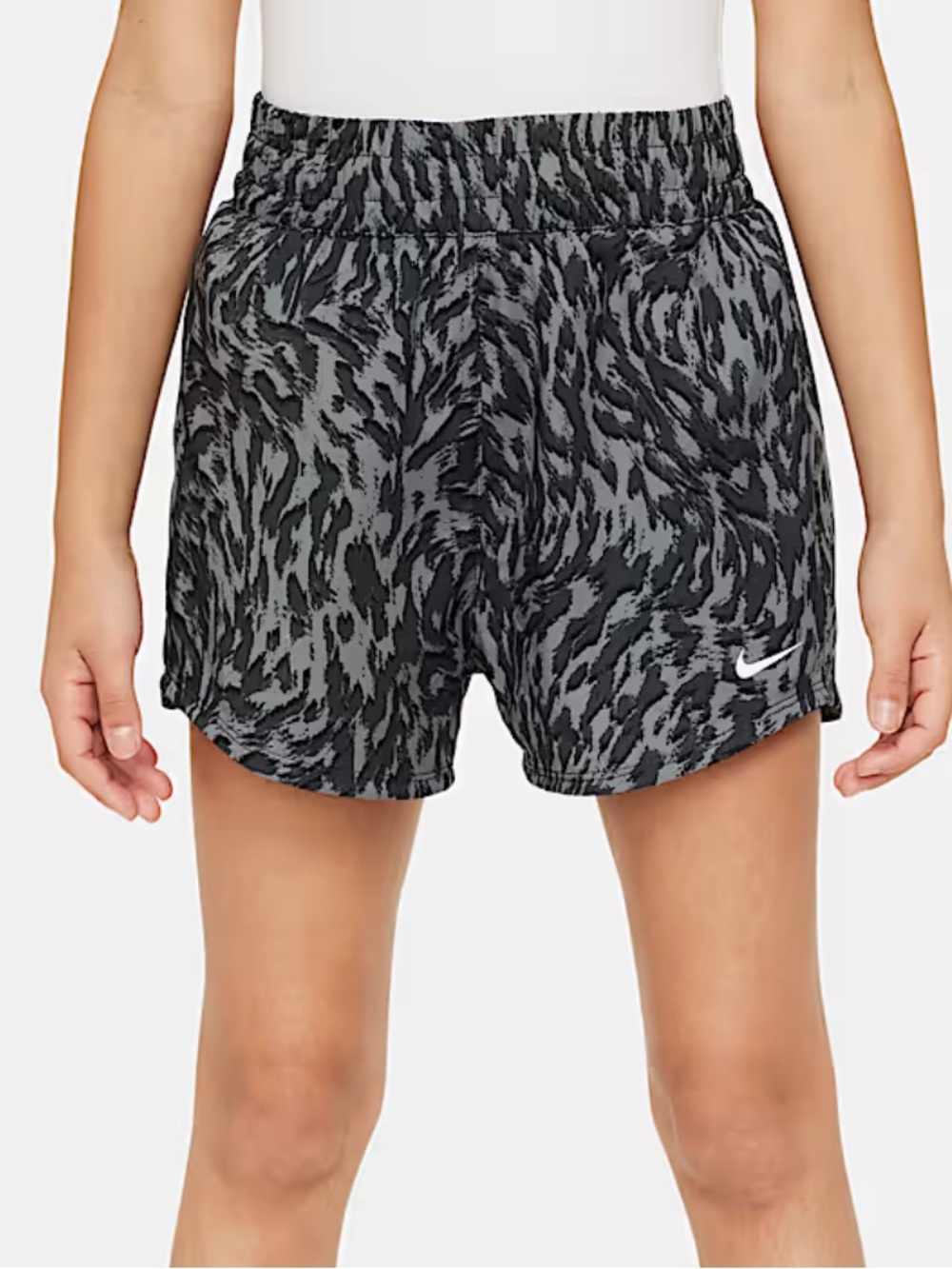 Nike Girls' Large Printed Athletic Shorts - Black and Gray